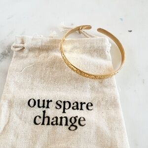 NWT: Our Spare Change delicate Floral Bracelet cuff 6.5" 18K Gold Plated